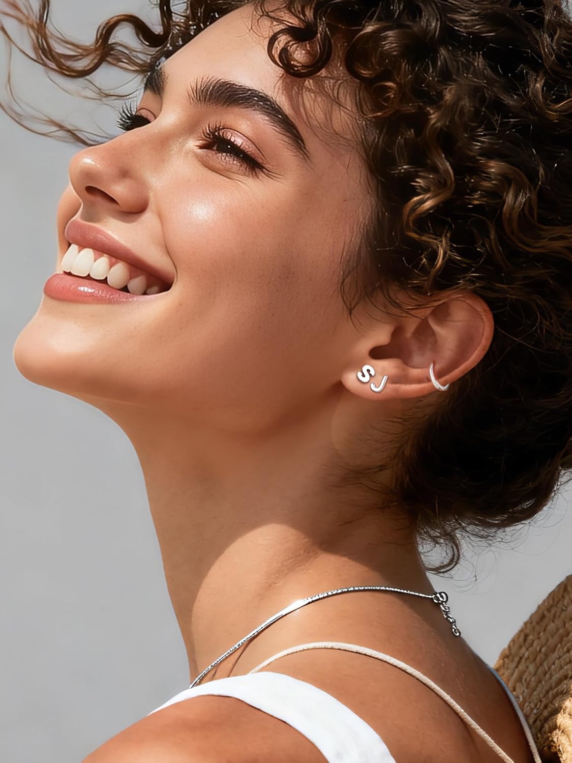 ChicSilver Hypoallergenic 925 Sterling Silver Stud Earrings Simple Tiny Initial Letter A-Z Studs for Women Sensitive Ears - Image 3