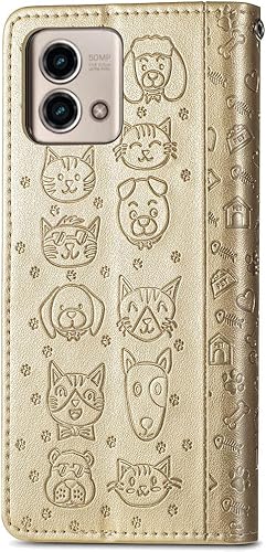 Miniatura 3 de Funda tipo cartera de piel sintética para Moto G Stylus 5G 2023, diseño de perros y gatos con cierre magnético y ranuras para tarjetas de efectivo