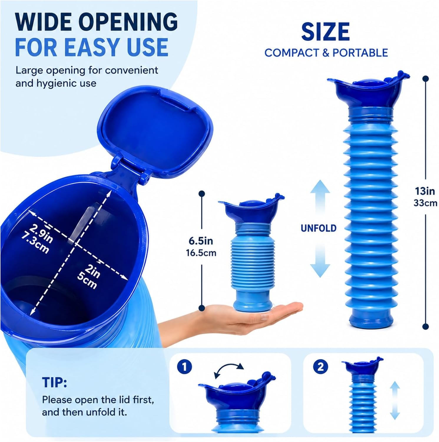 Pee Bottles for Men, Emergency Urinals, Adjustable Pee Bottle for Men and Women, Collapsible Urine Bottle and Pocket Toilet for Outdoor, Car, Travel, Camping and Traffic Jams.
