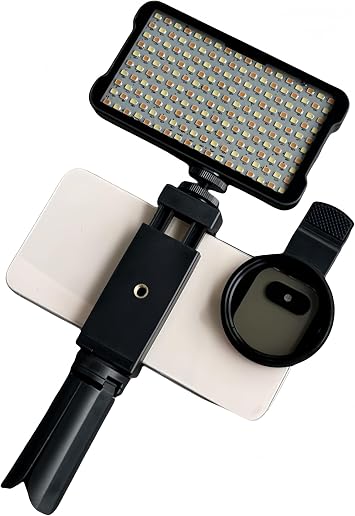 CPL Polarizer Filter & Adjustable Phone Light Tripod Set, Rechargeable LED Photography Selfie Tattoo Fill Light Clip, 52mm Universal Clip-on Circular Polarizer Lens Filter for Reducing Reflections