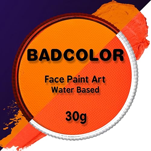 Pintura facial UV naranja neón (1.06 oz1 oz), kit de pintura de cuerpo completo fluorescente reactiva a base de agua para festivales de música, club