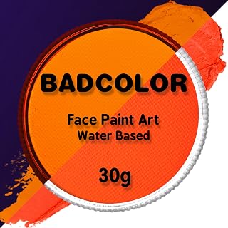 Neon Orange UV Face Body Paint(30g/1oz), Water Based Blacklight Reactive Fluorescent Full Body Painting Kit for Music Festivals, Night Club, Halloween, and Sports Party