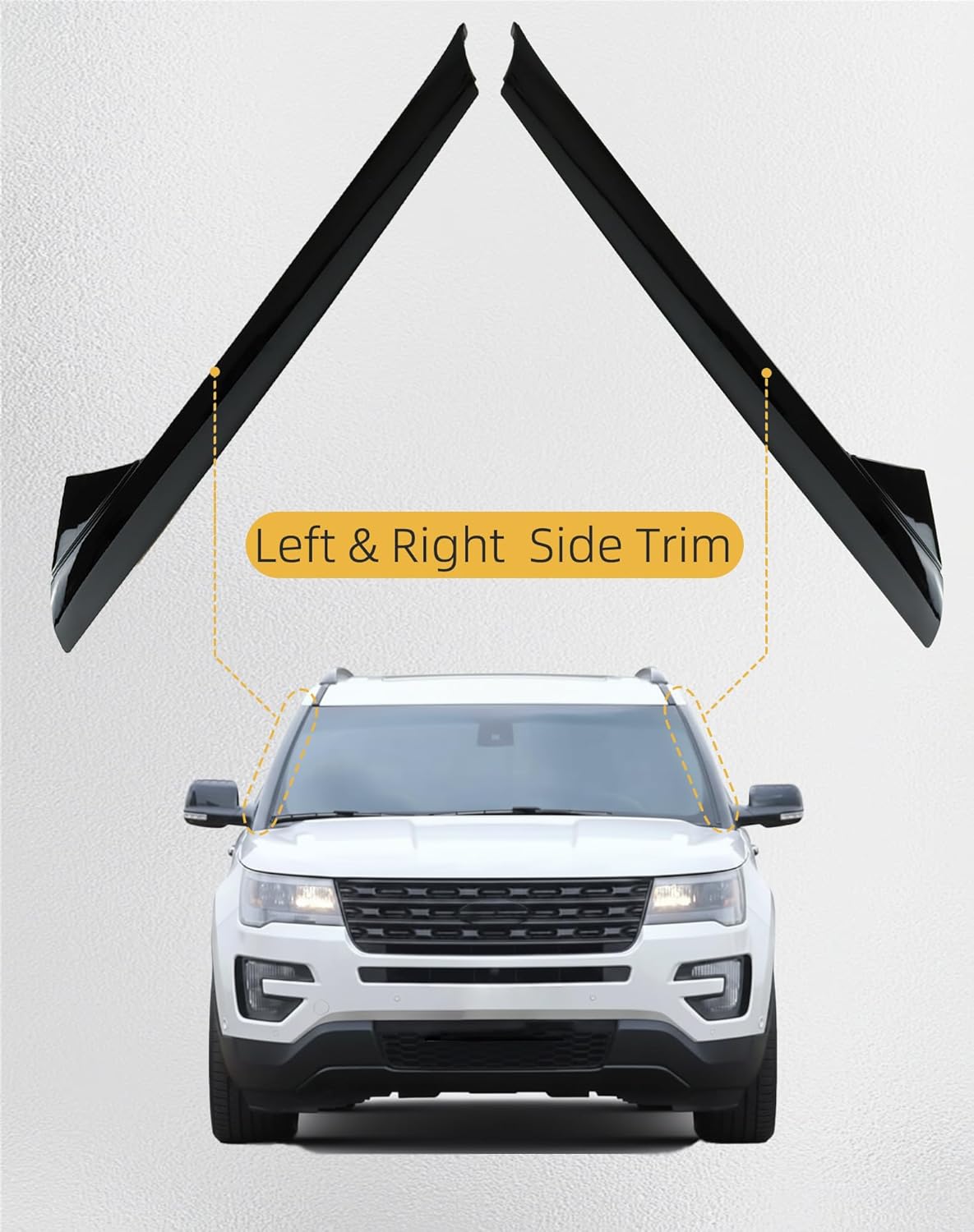 Flecto 2-Pack Outer Windshield A-Pillar Trim Molding Front Left & Right Pair Compatible with Ford Explorer 2011-2019, Replaces BB5Z-7803136-AA BB5Z-7803137-AB