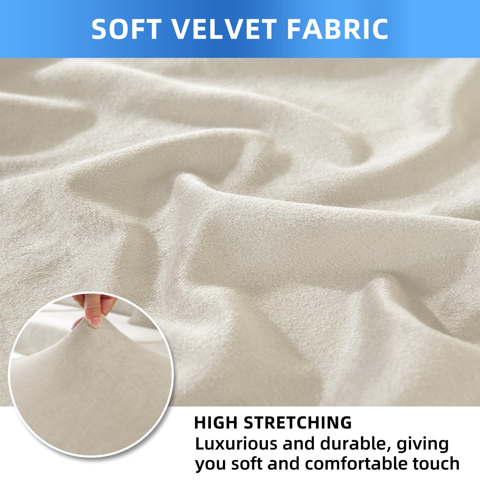 Stuhlhussen Samt 6er Set, Stretch Stuhlüberzieher, Stuhlbezug Schwingstuhl, Hussen Für Stühle Hochlehner, Stuhlbezüge Kratzfest, Universal Chair Cover Waschbarer, Beige