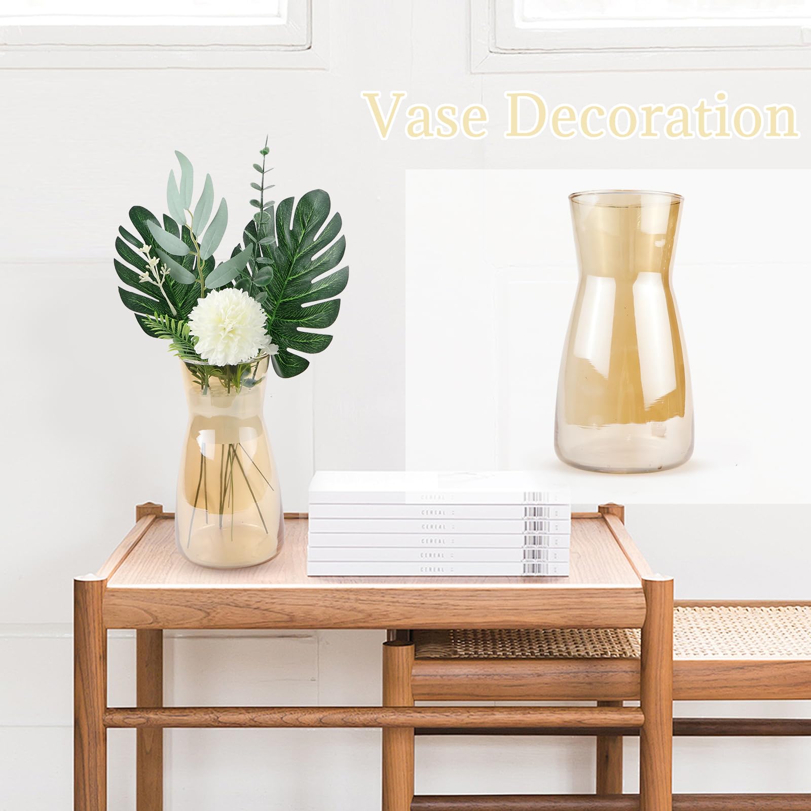 Bloemenvaas forDécor Rookgrijs Transparante Glazen Vaas Woonkamer Thuis Salontafel Slaapkamer Studie Decoratie Europese Stijl Vaas 7.87 Inches Vazen forDecor