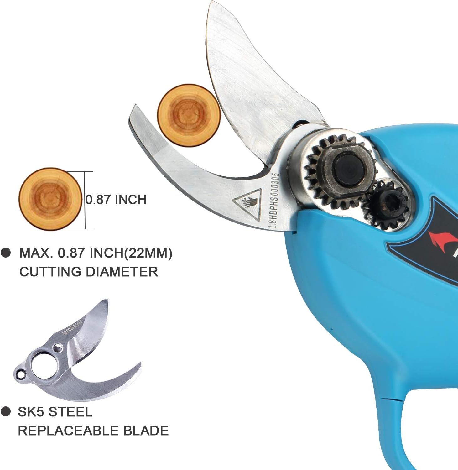 KOHAM Cordless Electric Pruning Shears with Intelligent LED Screen, 0.87-inch Cut Electric Pruner Battery Powered, 2pcs Backup Rechargeable Lithium Battery, 4-7 Working Hours
