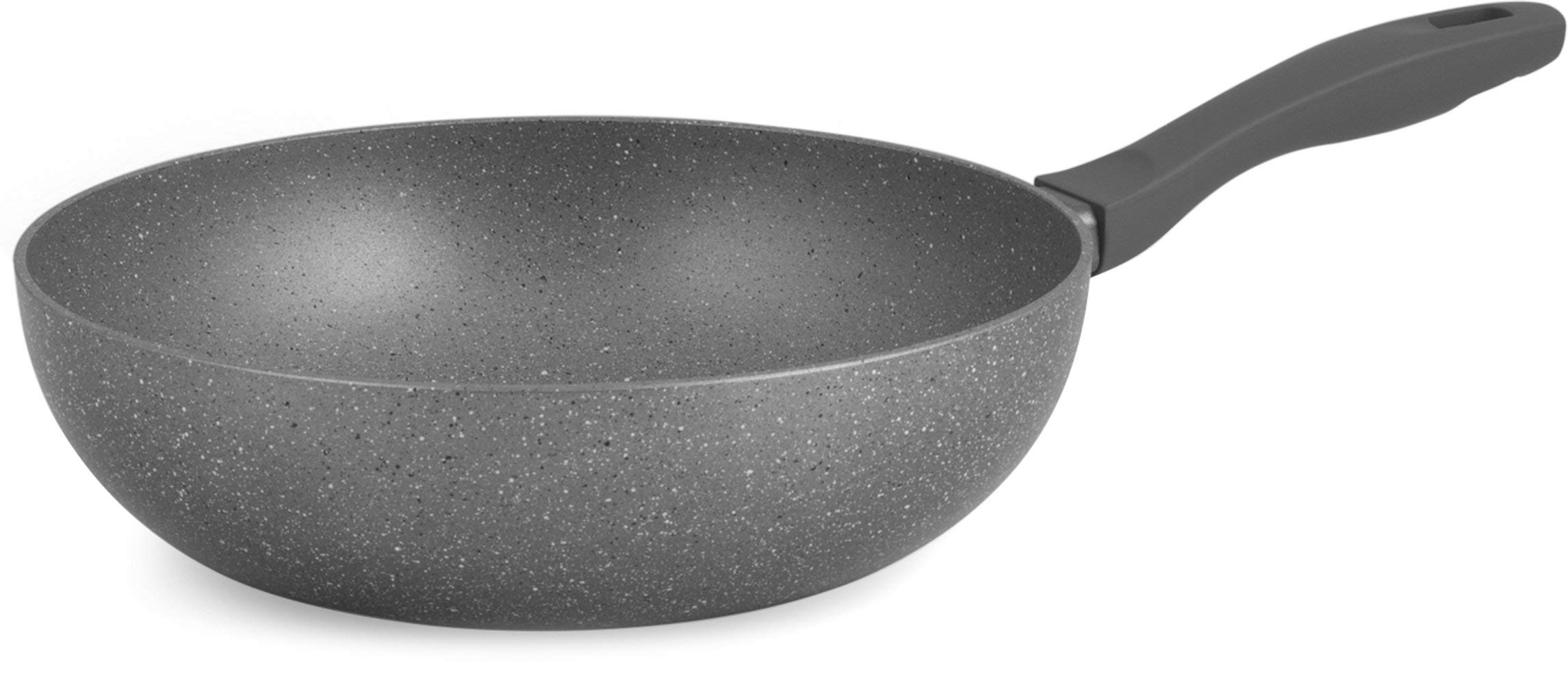 Durapietra Padella Wok 32 Cm - Antiaderente Per Induzione, Rivestimento Effetto Pietra, Grigio - Foto 6
