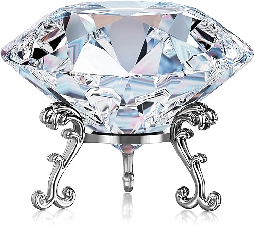 Pisapapeles de cristal de diamante de 3.150 in (3.1 pulgadas) en forma de diamante grande con soporte de joyas de cristal para decoración de boda