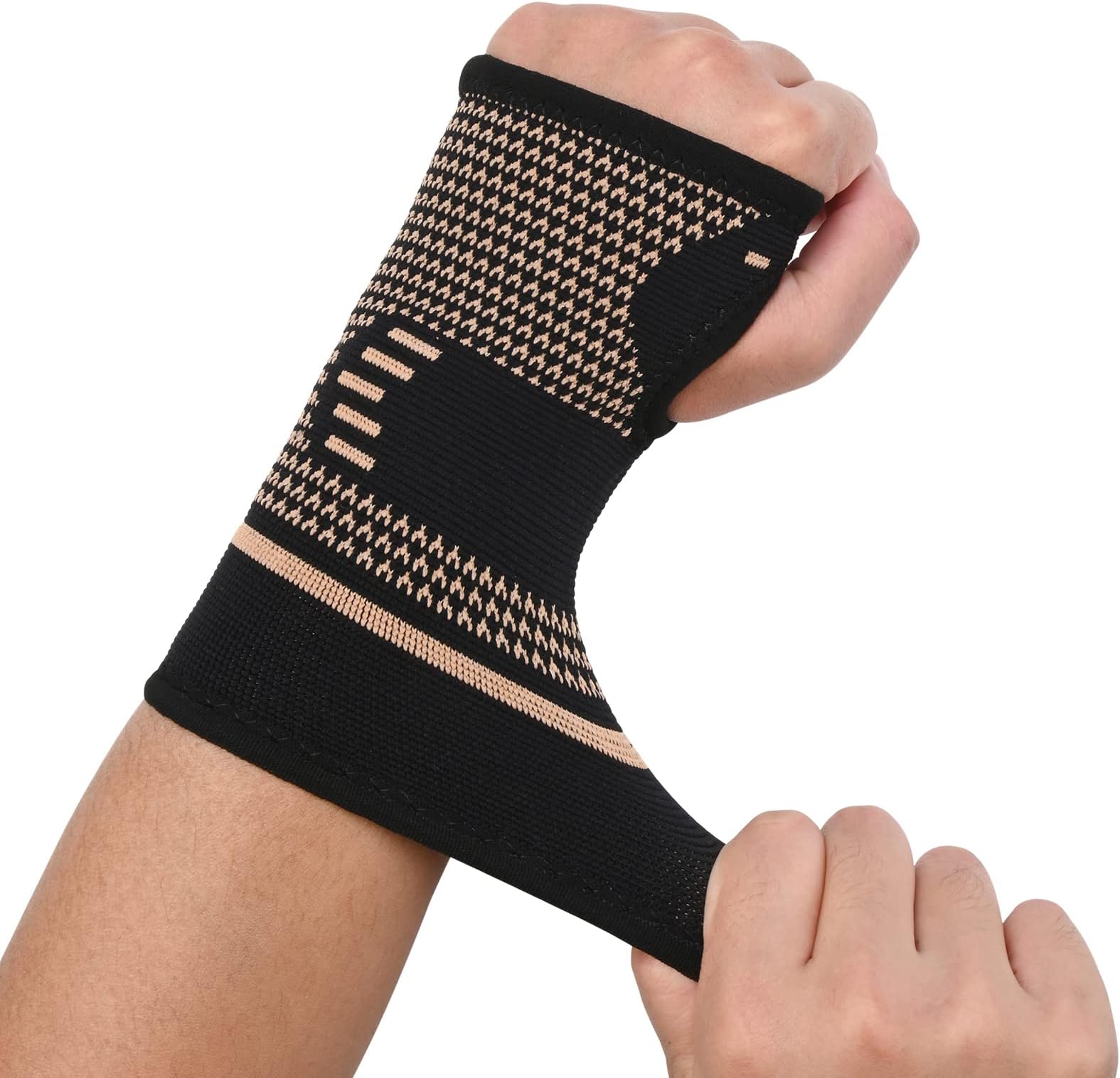 Copper Wrist Compression Sleeves, Comfortable and Breathable for Arthritis, Workout, Carpal Tunnel, Wrist Support for Women and Men