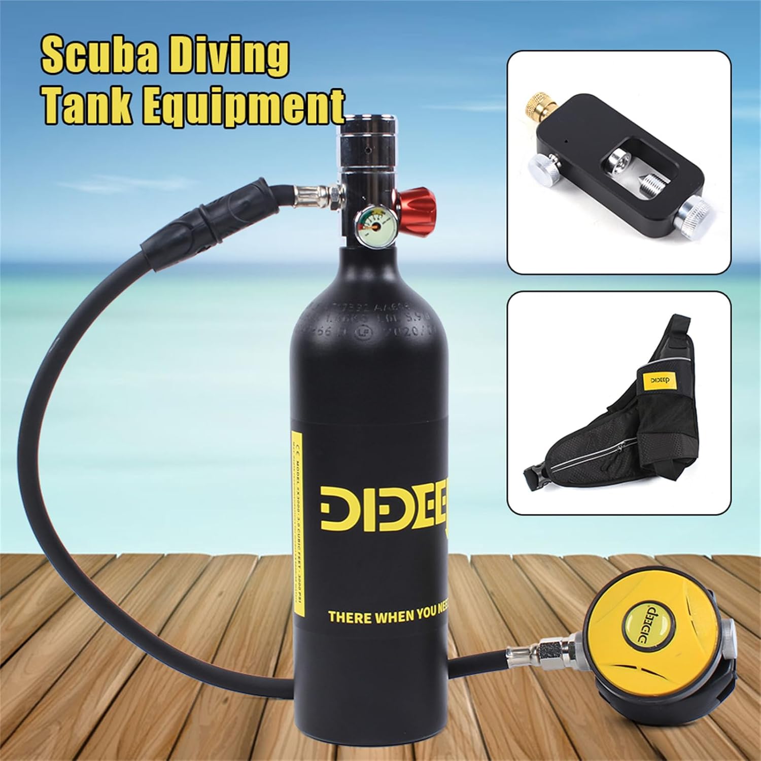 1.0L Diving Tank Equipment, Mini Scuba Diving Case Kit, Aluminum Alloy Portable Oxygen Tank Pump Equipment with 15-20 Minutes Underwater Breathing for Underwater Diving Breathe Training