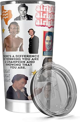 Vaso aislado de acero inoxidable de 20 onzas, 30 onzas, taza de viaje Matthew Mcconaughey, tazas de viaje divertidas y calientes, taza de té, taza