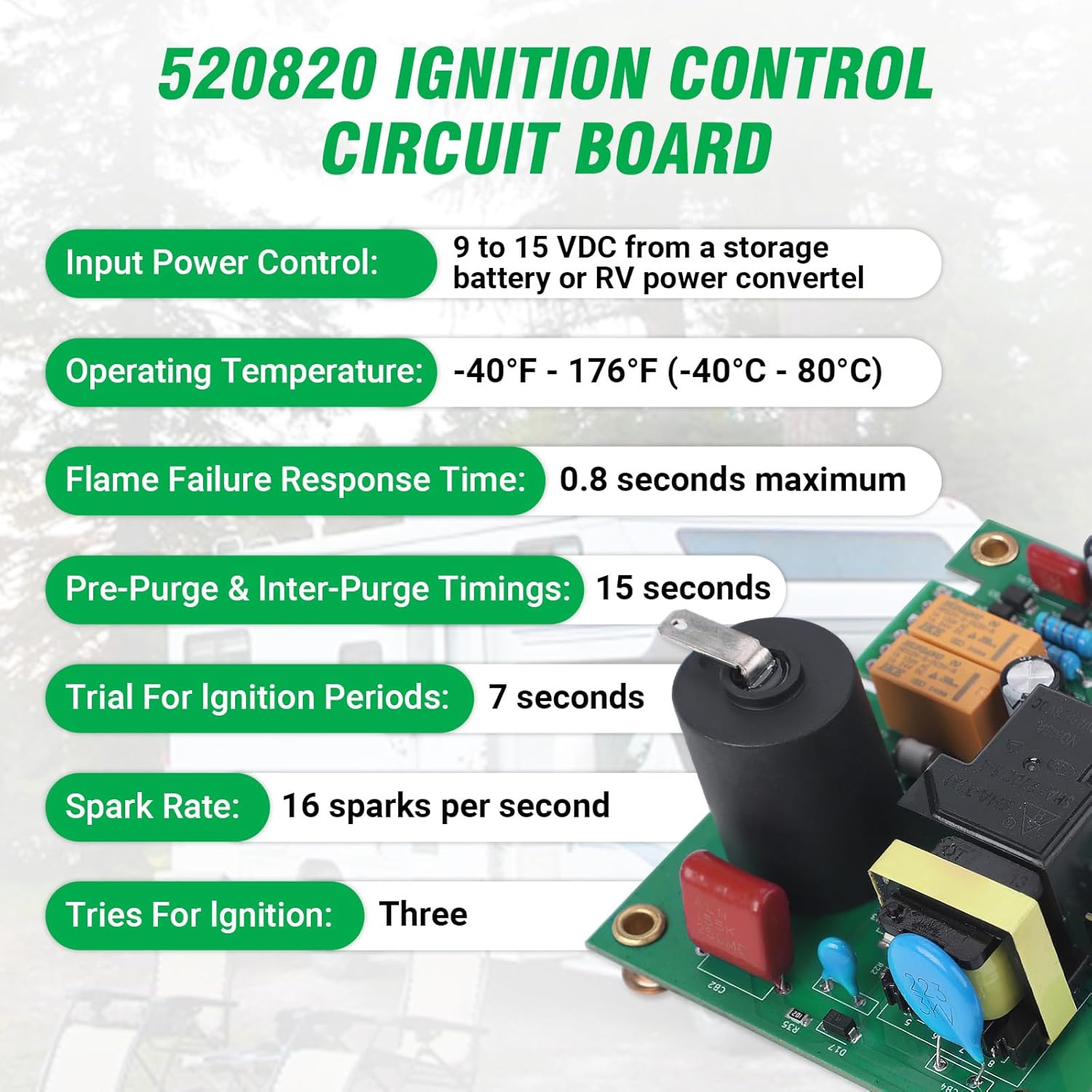 520820 RV Furnace Ignition Circuit Board with Suburban Furnaces,Compatible with SF 20/25/30/35/42,Suburban NT12/16/20/30/34,12V DC RV Water Heater Control Module Board Replaces 520199, 520814, 520871