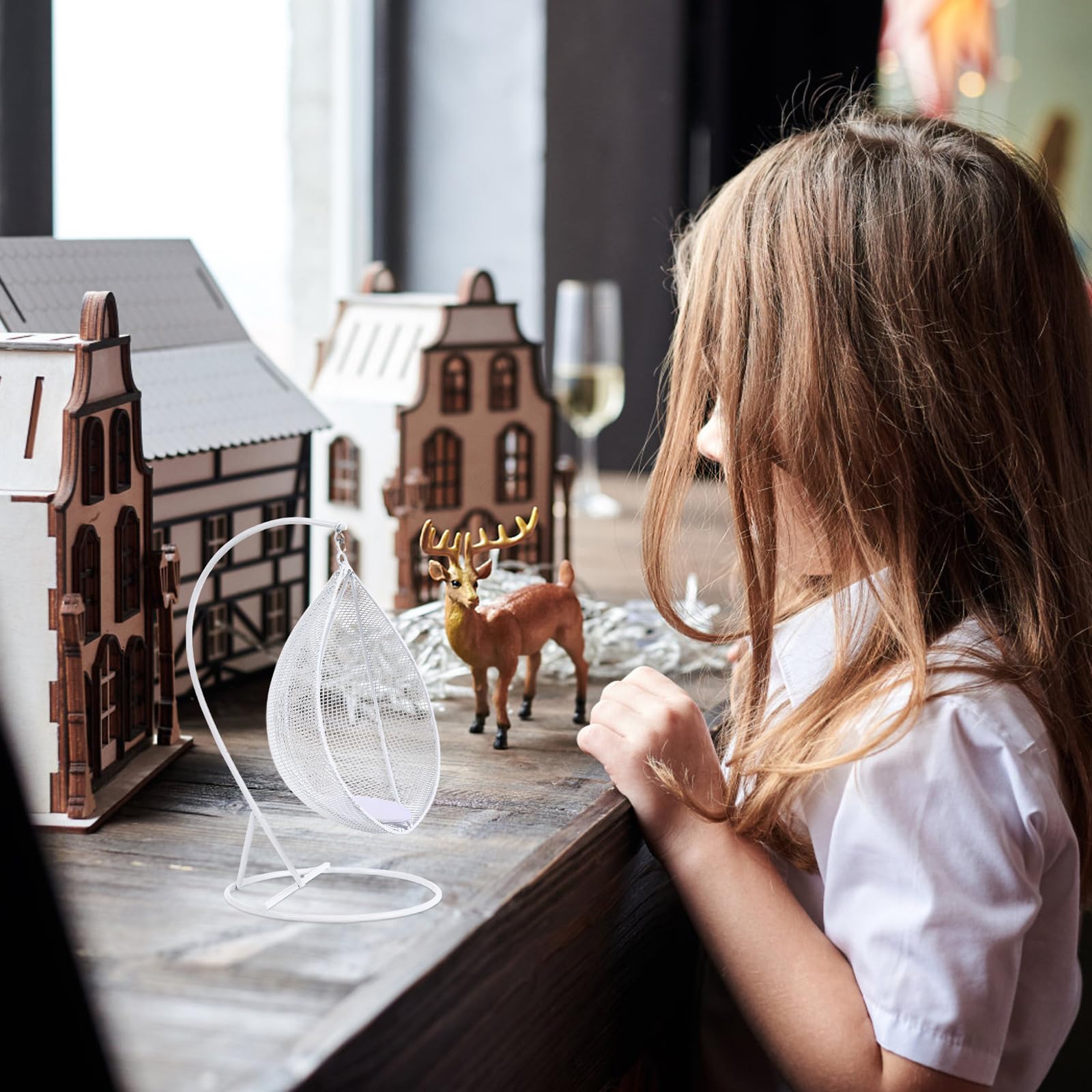 Mini-Hängesessel Aus Harz – Winzige Deko Für Puppenhaus, Feengarten & Dioramen