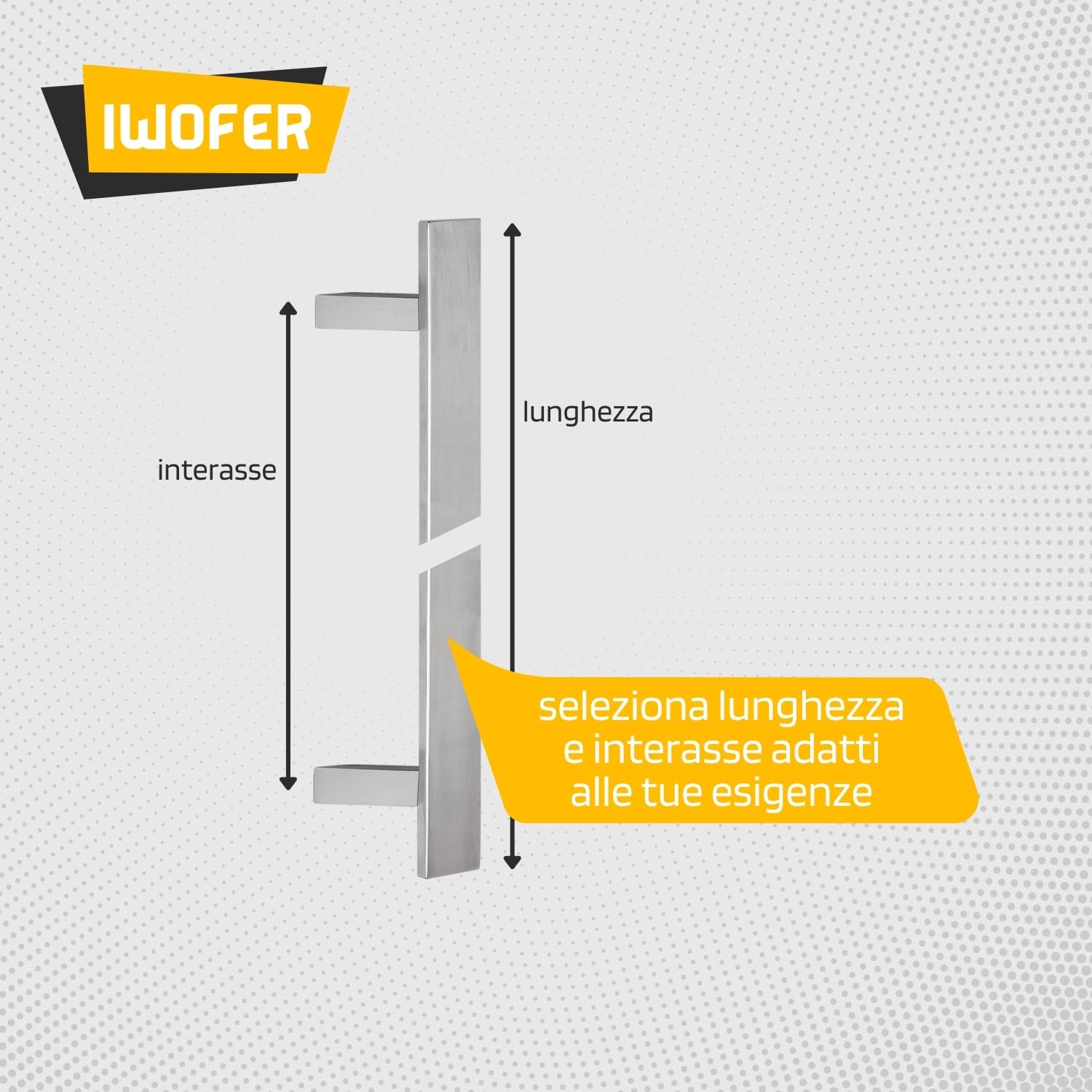 Maniglione piatto inclinato in acciaio inox satinato per porte serramenti (Lunghezza 800 - Interasse 600)