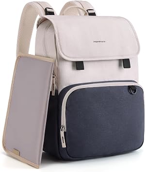 mommore Diaper Bag Backpack Unisex Baby Bag Large Diaper Bag with Changing Pad, Insulated Pockets, Stroller Buckles, Durable Travel Backpack with Luggage Strap