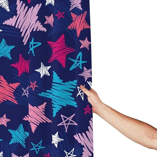 Miniatura 7 de GURUSS Cortina de ducha con patrón de estrellas, cortinas de ducha impermeables para baño, cortinas de baño para decoración de baño, juego de
