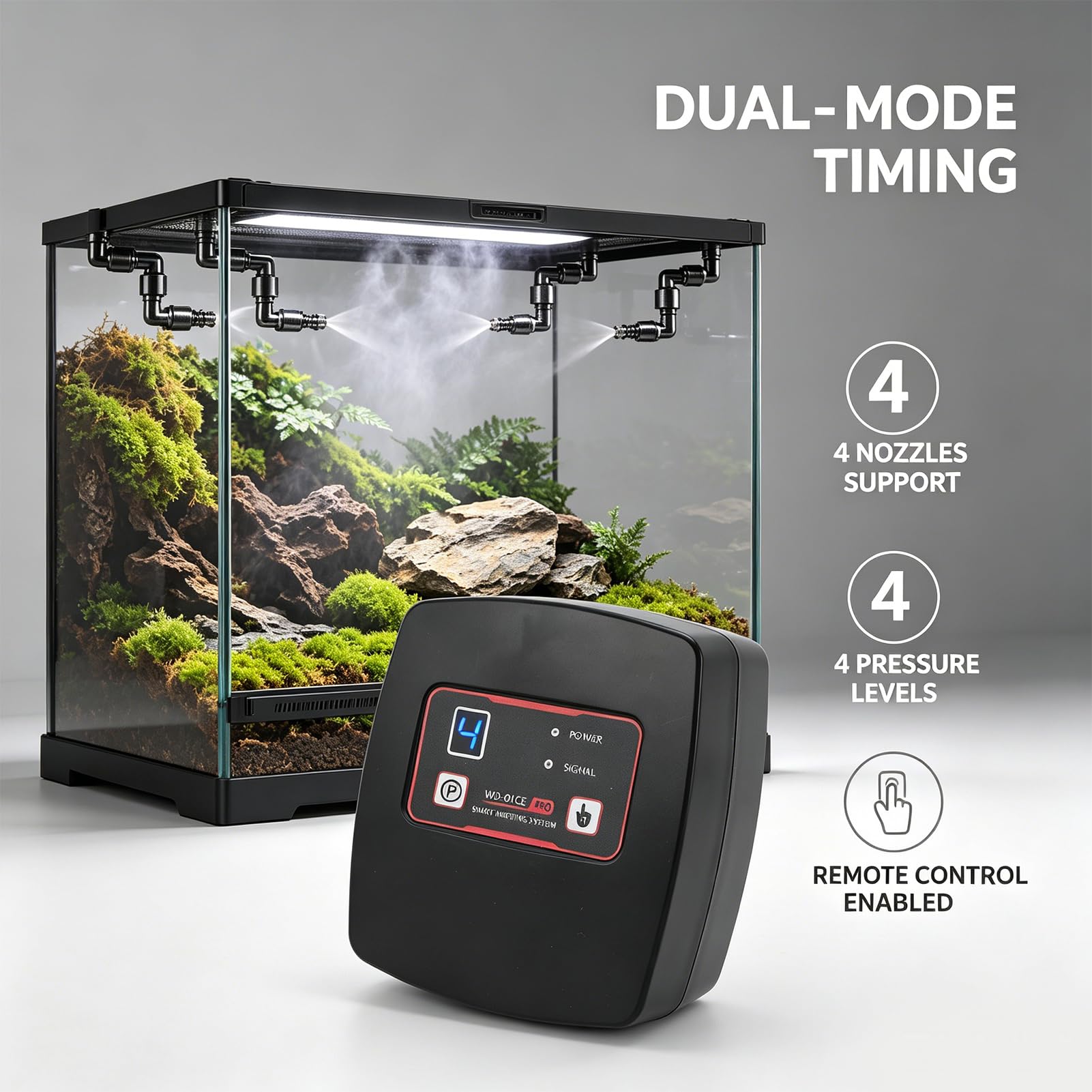 de nebulización para Reptiles, Reptile Mister automático con Temporizador, humidificador de terrarios con boquillas de nebulización, Kit de pulverización para Plantas de