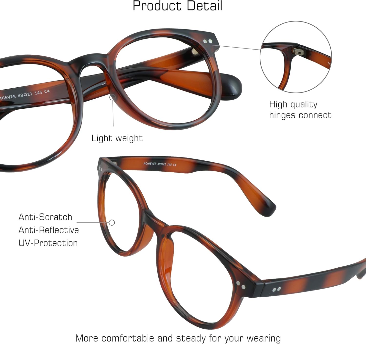 VisionGlobal Blue Light Blocking Glasses for Women/Men, Anti Eyestrain, Computer Reading, TV Glasses, Stylish Oval Frame, Anti Glare (Tortoise, 5.75 Magnification)