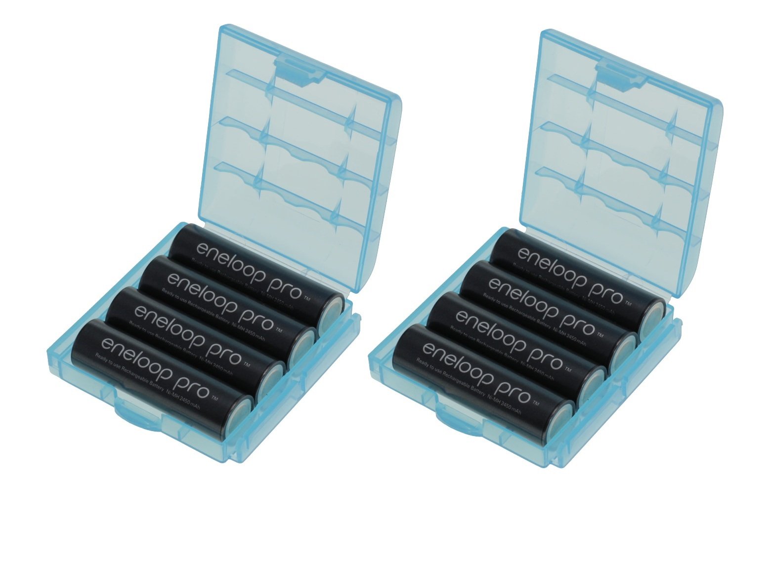 Eneloop XX HR-3UWXB Lot de 8 piles mignon type AA 2550 mAh + 2 boîtiers Heiba