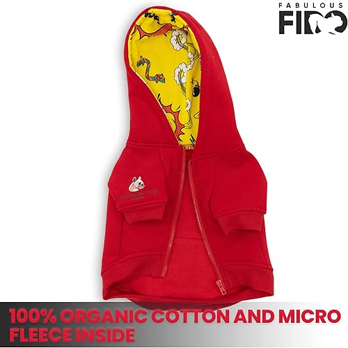 Miniatura 8 de Fabulous Fido Sudaderas con capucha para perro suéter rojo de algodón y microfibra de alta calidad ropa para perros grandes pequeños y medianos