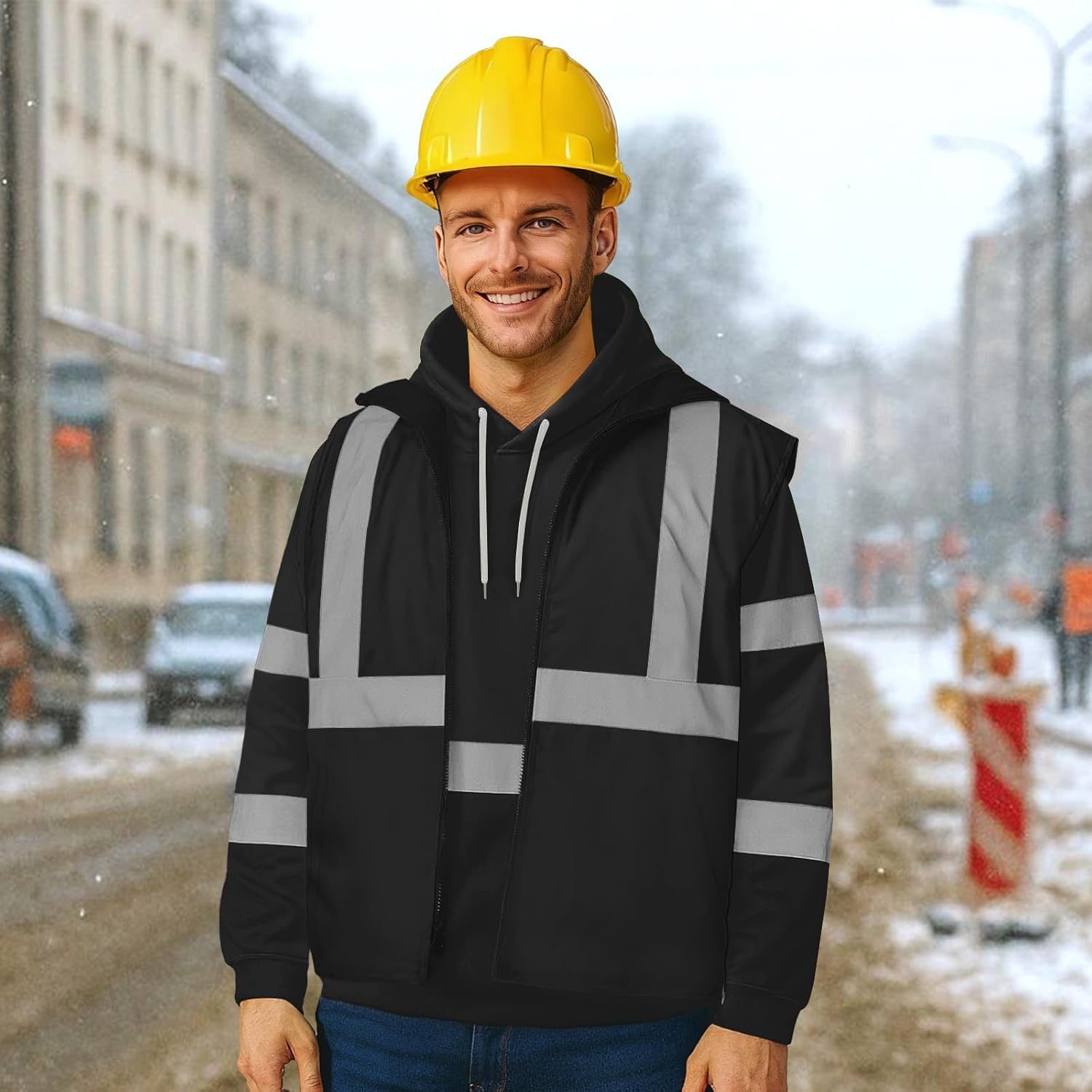 TCCFCCT Reversible Hi Vis Winter Insulated Safety Vest for Men, Warm, Waterproof