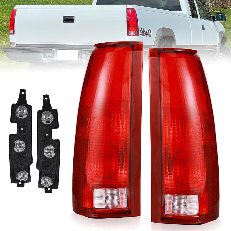 Lanterna traseira Boine vermelha com placa de circuito para Chevy GMC Silverado Sierra C/K, Suburban, Tahoe, Blazer, Yukon e Cadillac Escalade – Par