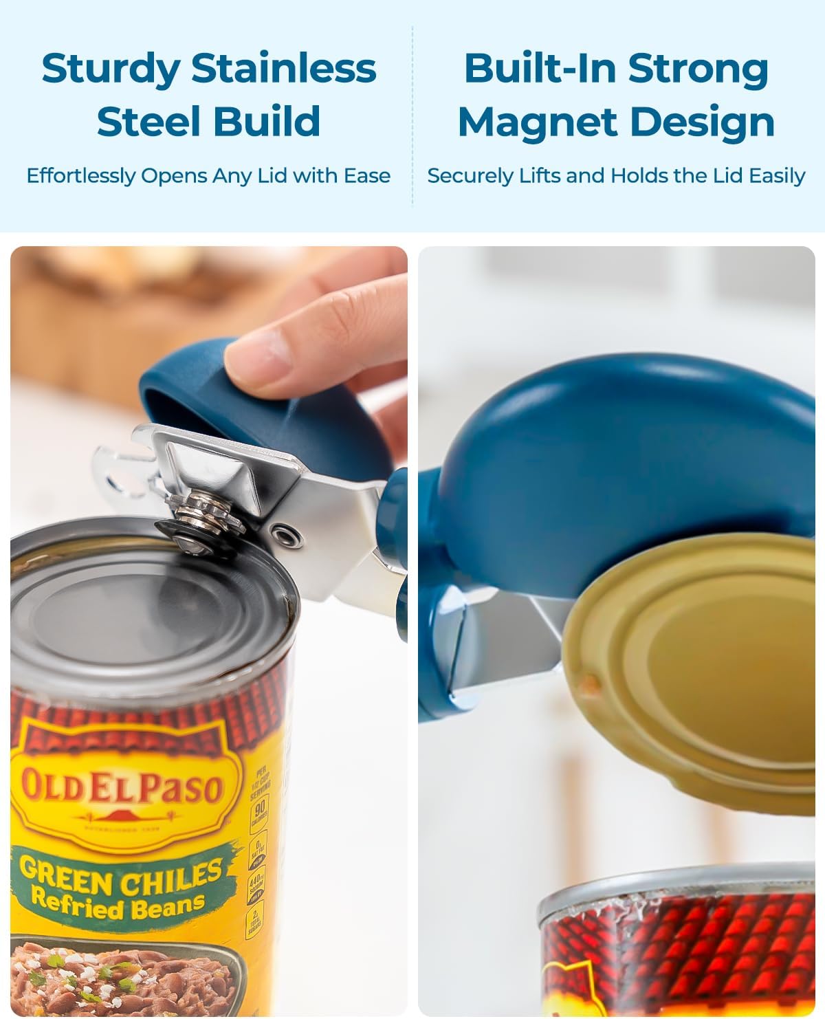 OOU Kitchen Gadget Set, 5 Piece Premium Zinc Alloy Kitchen Tools with Ergonomic TPE Handles – Includes Can Opener, Pizza Cutter, Garlic Press, Ice Cream Scoop, Peeler, and Wooden Storage Tray