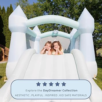 Bounceland Bouncy Castle Daydreamer Mist Bounce House, Pastel Bouncer with Slide, 12 ft L x 9 ft W x 7 ft H, UL Blower Included, Trendy Bouncer for Kids, Indoor and Outdoor Use