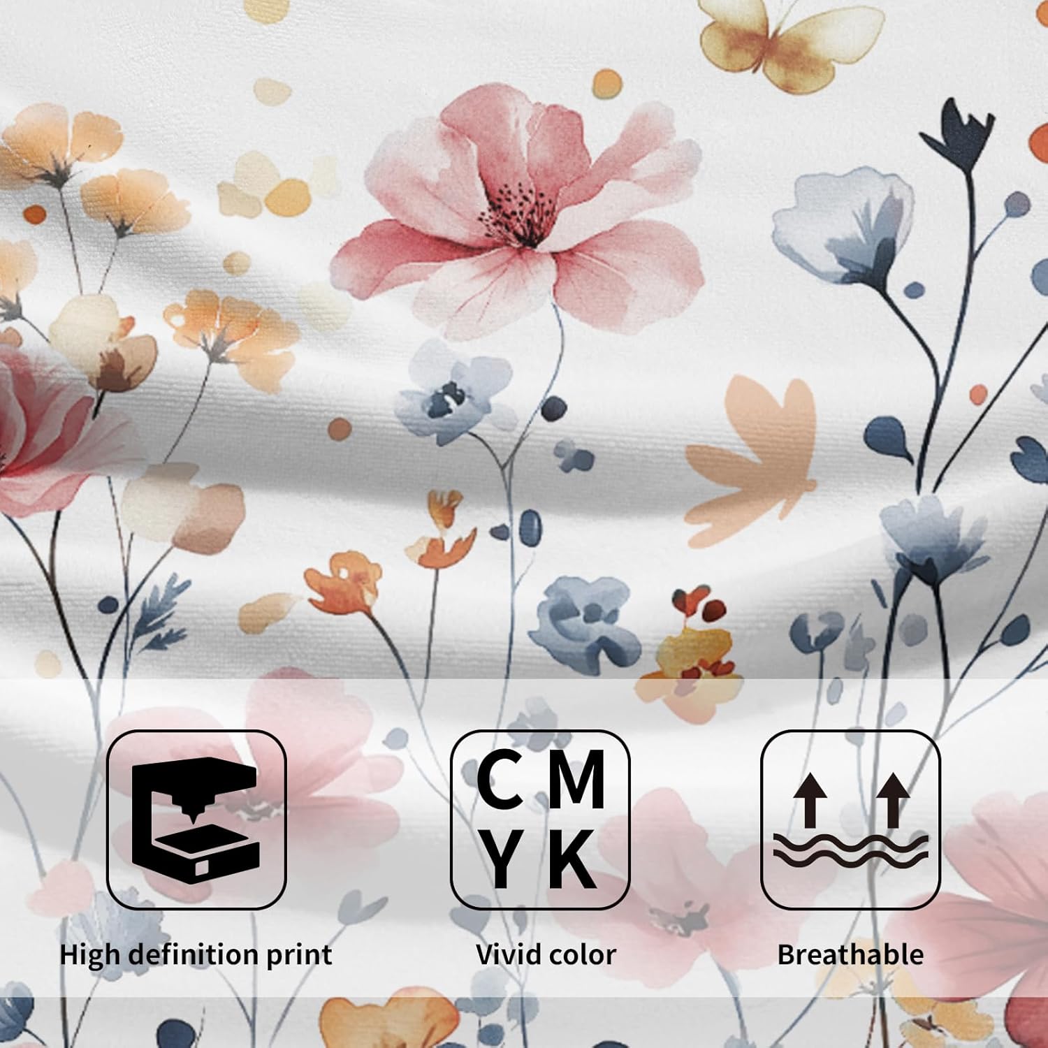 Watercolor Flowers Hand Towels, 14x28 Inch Pink Blue Floral Butterfly Botanical Absorbent Soft Dish Washing Cloth Face Tea Towels for Kitchen Bathroom Gym Hotel Spa Decor - Image 3