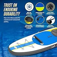 Vista 7 de Blue Water Toys Kit de tabla de remo inflable Crossover de pie o kayak: bomba, mochila, correa de bobina, paletas, asiento desmontable, límite