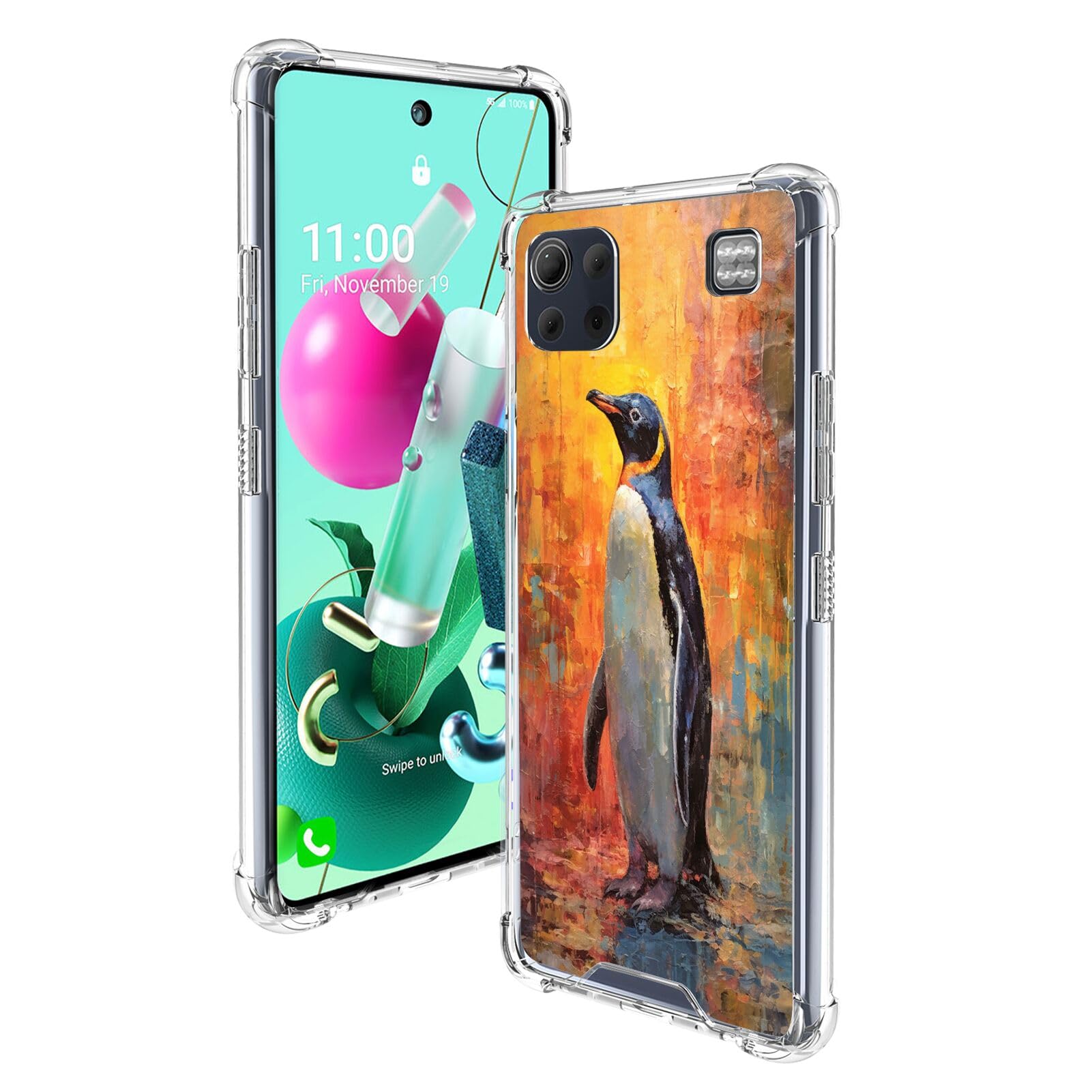 Transparent Phone Case for LG K92 5G with Penguin-aa316 Pattern Clear Four-Corner Airbag Reinforced Anti-Scratch and Shock-Proof Protective Phone Cover