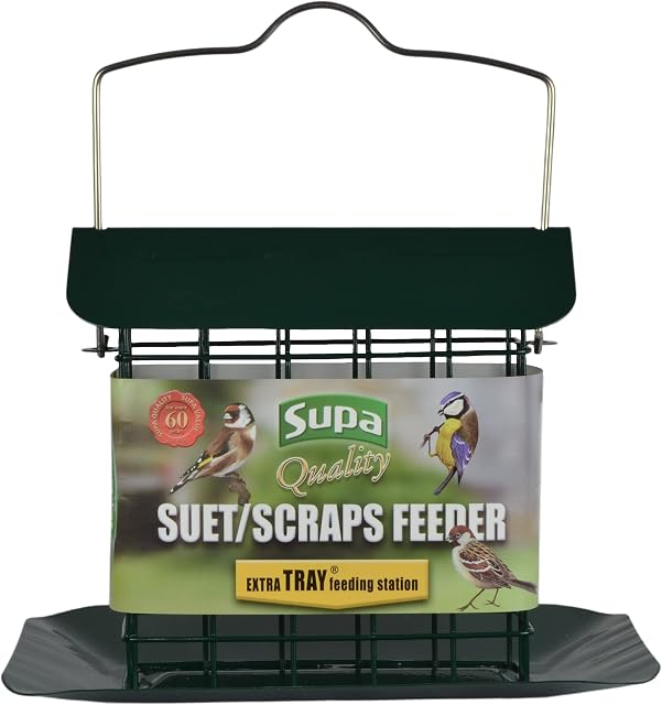 Supa Premium Suet Block / Scrap Feeder with Tray has been specifically designed for the feeding of Suet Blocks & Scraps but can also be used for Fruit, Seed Blocks etc.
