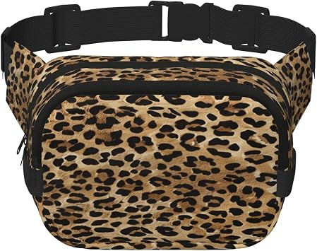 Leopard Skin Print Funny Pack Waist Pack for Women Men, Double Layer Pack for Workout Running Travelling