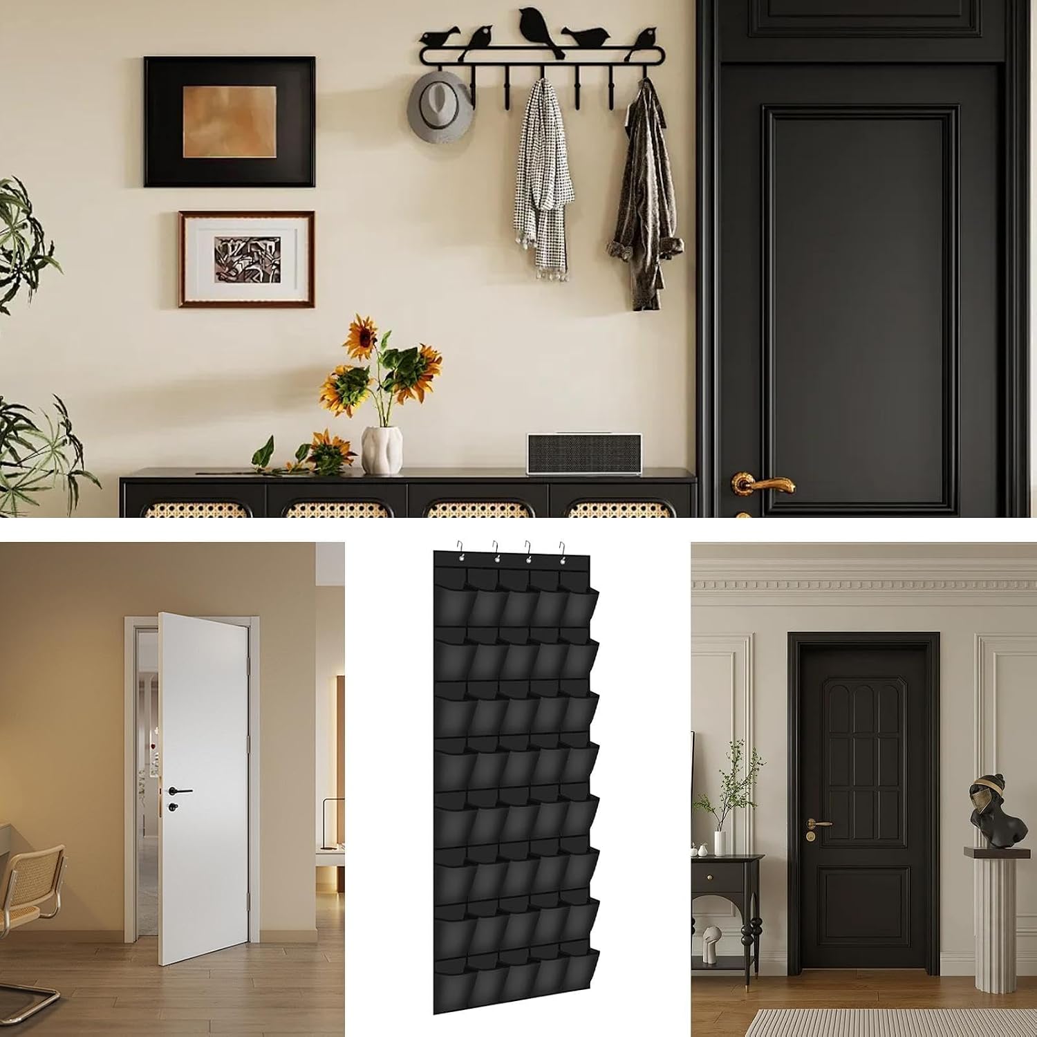 Shoe Door Hanger, Hanging 40 Pocket Mesh Organizer, Storage Hooks, Holder