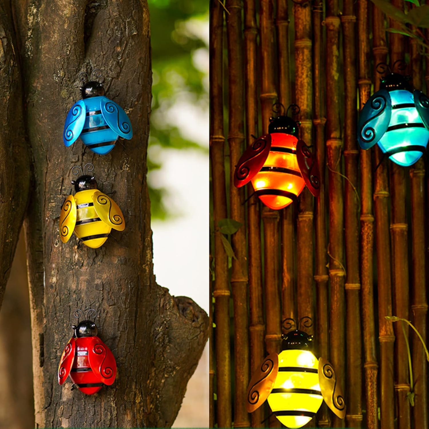 Tefola Solar String Lights, 3pcs Solar Bee Lights Cute Innovative Iron Art Solar Powered Bee Lights for Outdoor Garden Patio Lawn Balcony