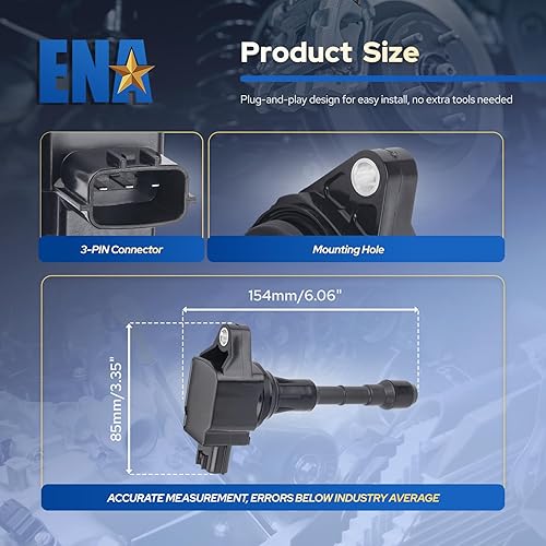 Miniatura 6 de ENA Juego de 1 bobina de encendido compatible con Nissan 350Z Altima Maxima Murano Pathfinder Quest EX35 FX35 G25 G35 JX35 Reemplazo para C1670 UF550