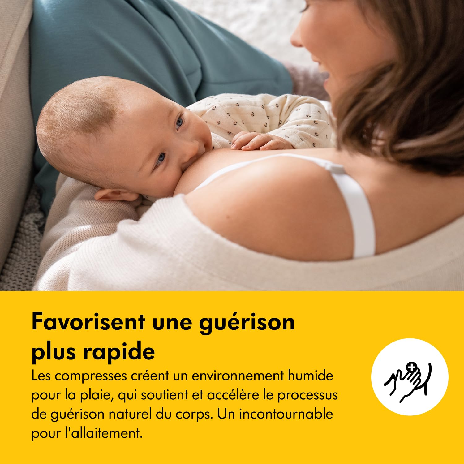 Medela Compresses hydrogel réutilisables, soulagement et rafraîchissement instantané pour mamelons douloureux ou crevassés, coussinets stériles, emballés individuellement, lot de 4
