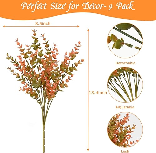 Miniatura 3 de BLEUM CADE 9 paquetes de flores artificiales de otoño para exteriores, flores falsas de otoño para exteriores, resistentes a los rayos UV, plantas y