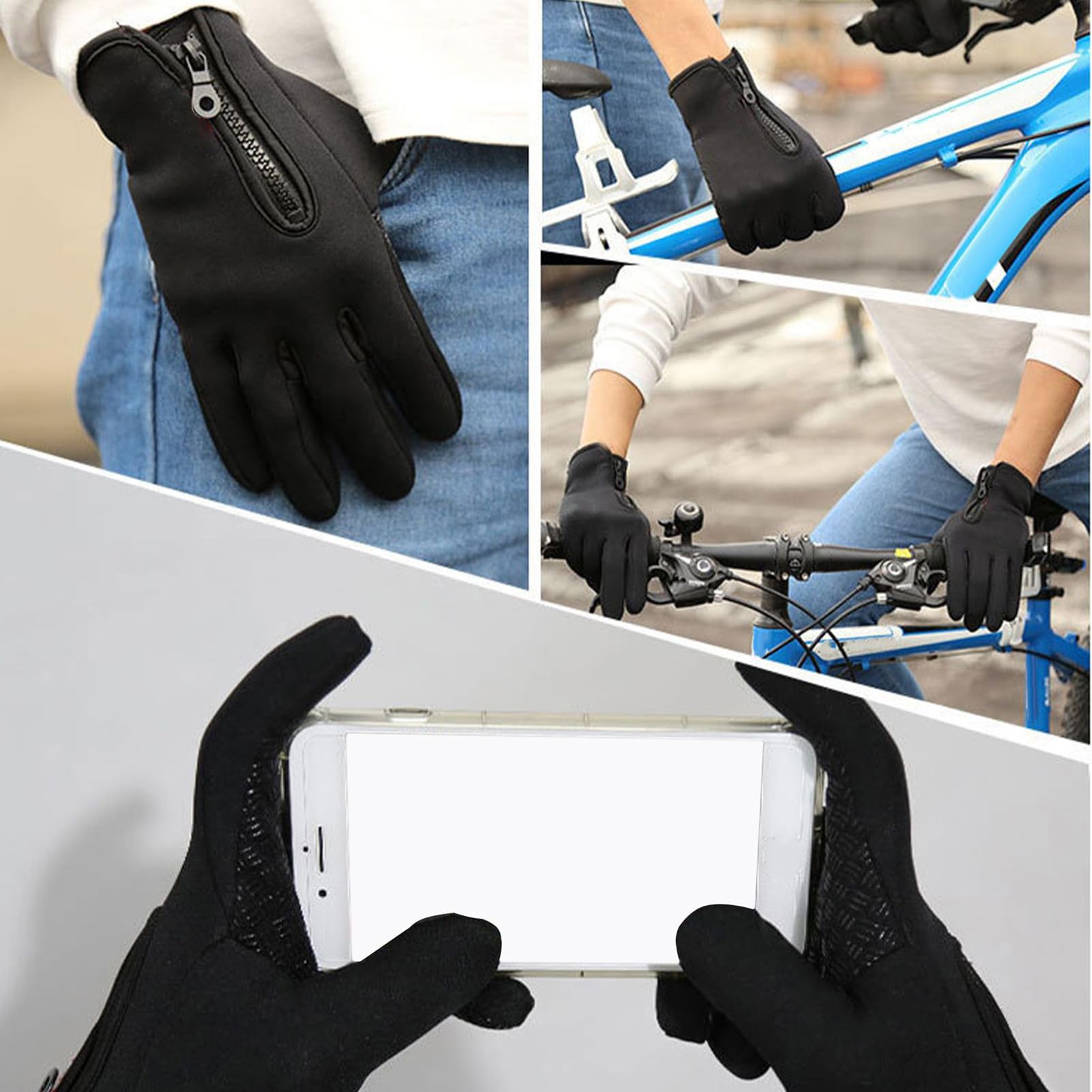 Gants chauffants pour femme – Gants chauffants USB pour vélo, 3 modes, moufles tactiles pour femme, pour le sport, le camping, la conduite, la course à pied, la pêche, l'équitation, le vélo d'hiver