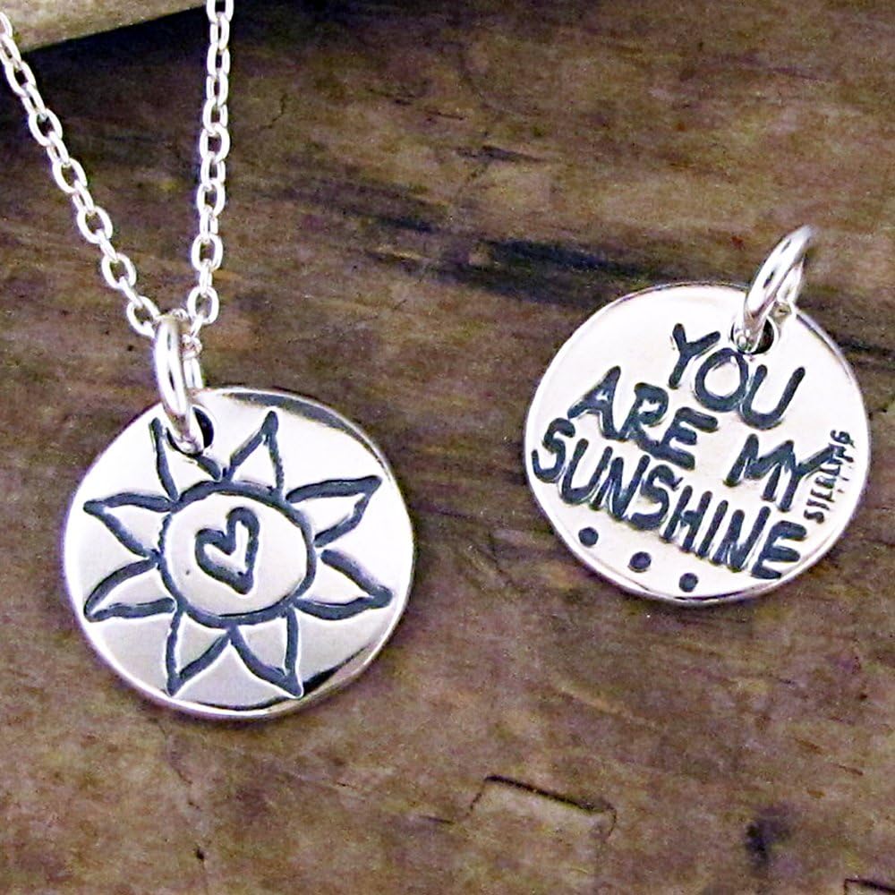 You Are My Sunshine Necklace, 1/2" Sterling Silver Reversible Charm on 18" Chain