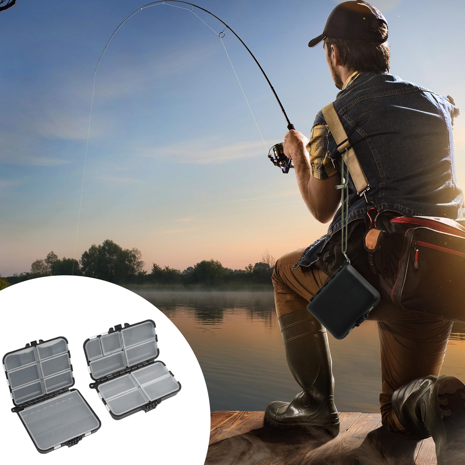 2 PCS Scatola Di Immagazzinaggio Di Plastica Fishing Tackle Box, Scatola Da Pesca Impermeabile A Doppia Faccia Con 7 E 9 Scomparti Per Accessori Da Pesca, Ideale Per Esche E Attrezzature