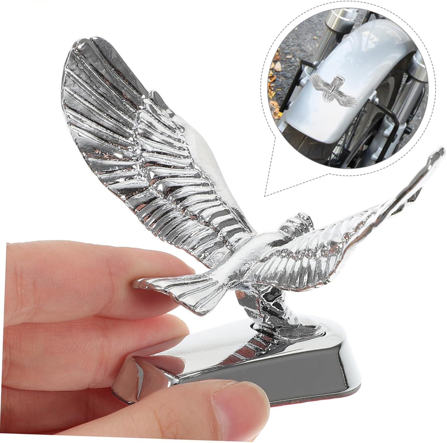 SUPVOX Front Decor 3D Eagle Hood Ornament Zinc Alloy Motorcycle Badge 3.62X2.75X2.48 Inch Car Exterior Accessory