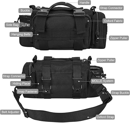 Miniatura 3 de BraveHawk OUTDOORS Bolsa para manubrio de bicicleta, nailon 900D Oxford multiusos, cintura táctica resistente al agua, MOLLE, paquete de bicicletas