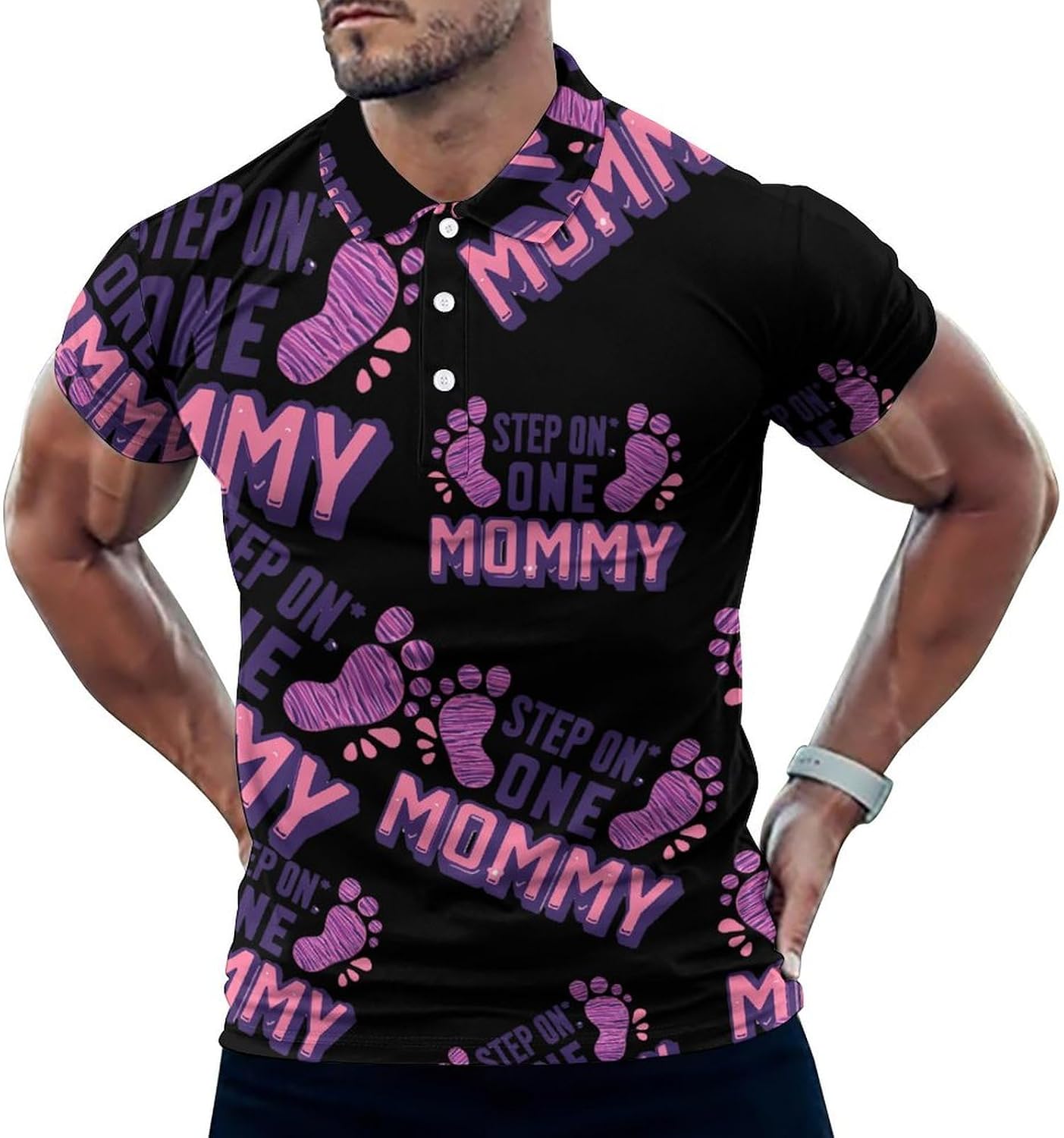 Step On Me Mommy Men's Polo Golf Shirts Collared T-Shirt | short sleeve,three button,quick dry,machine washable,summer tee top