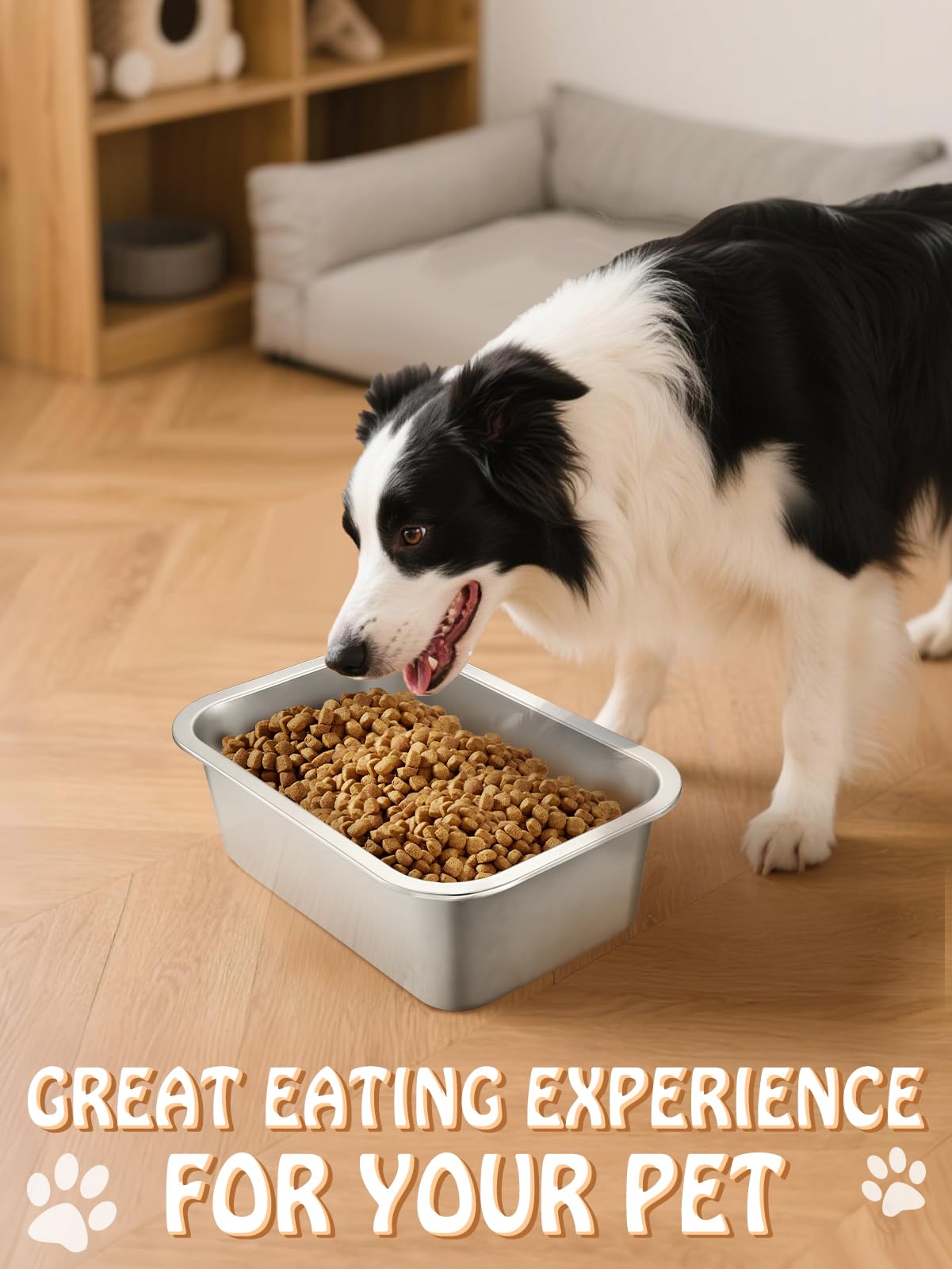 Grande gamelle d'eau pour chien en acier inoxydable de qualité alimentaire, grande capacité pour eau et nourriture pour chiens de grande taille, intérieur et extérieur