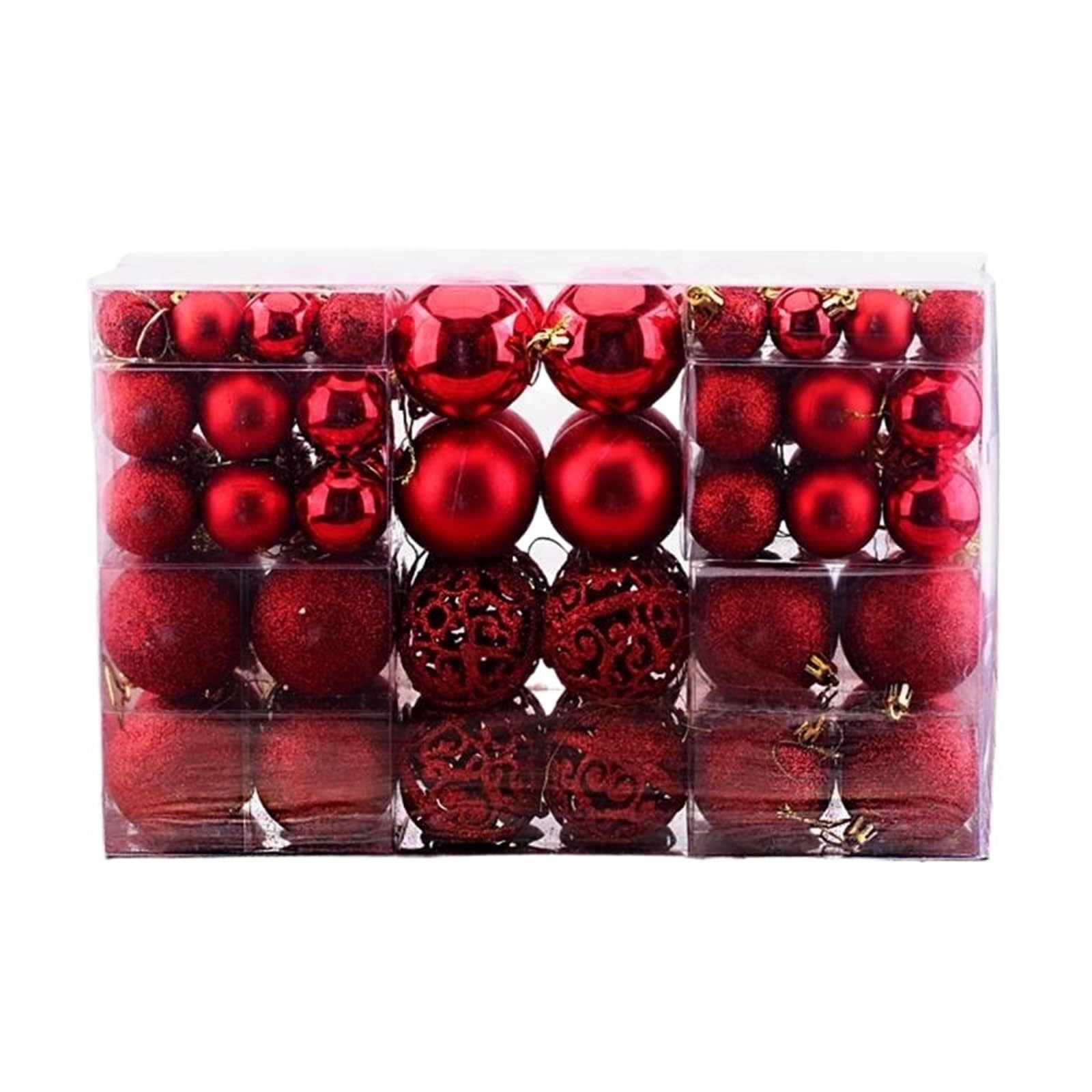 Bolas de Navidad Decoracion Juego de 100 Bolas navideñas de 3 a 6 cm for Regalo de árbol, con Polvo Mate Brillante y Hueco.(Red)