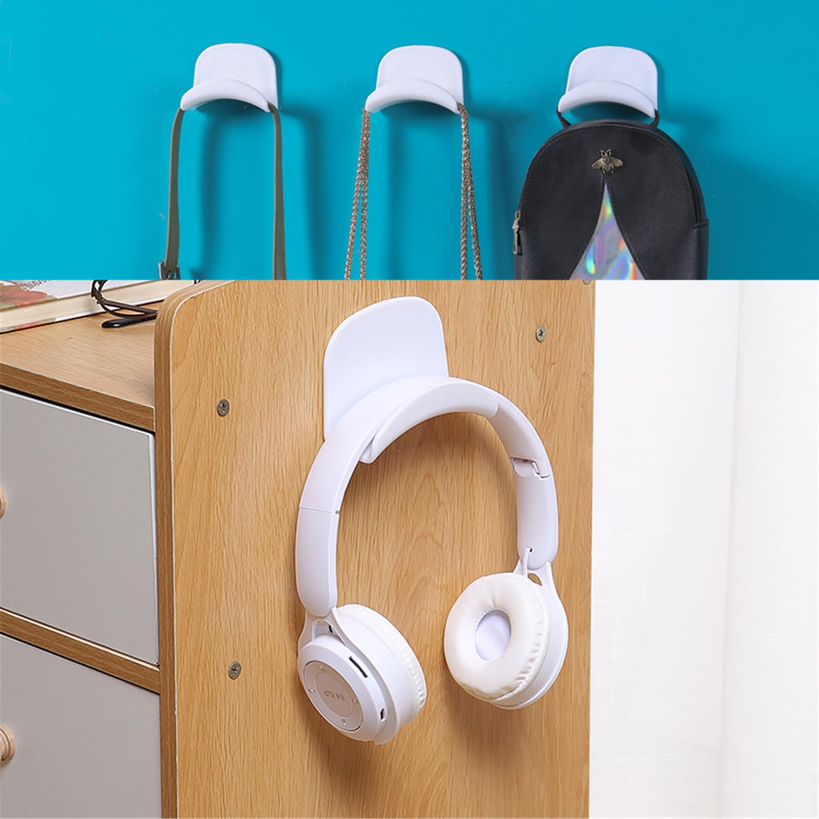 4 ganchos universales para auriculares, soporte de pared para auriculares, soporte para auriculares con autoadhesivo extraíble para todos los auriculares/controladores, soporte de montaje