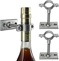 Vista 10 de Lily's Home Soporte de pared para botella de vino, diseño industrial con accesorios de montaje, funciona con botellas de vino o licor, acabado
