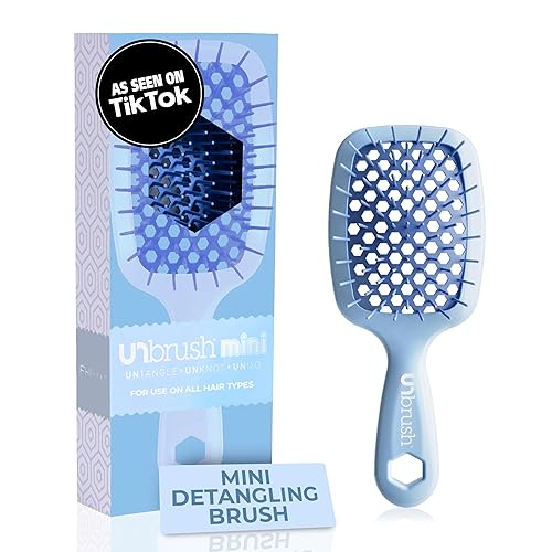 FHI HEAT UNbrush MINI Cepillo desenredante ventilado húmedo y seco, color azul claro