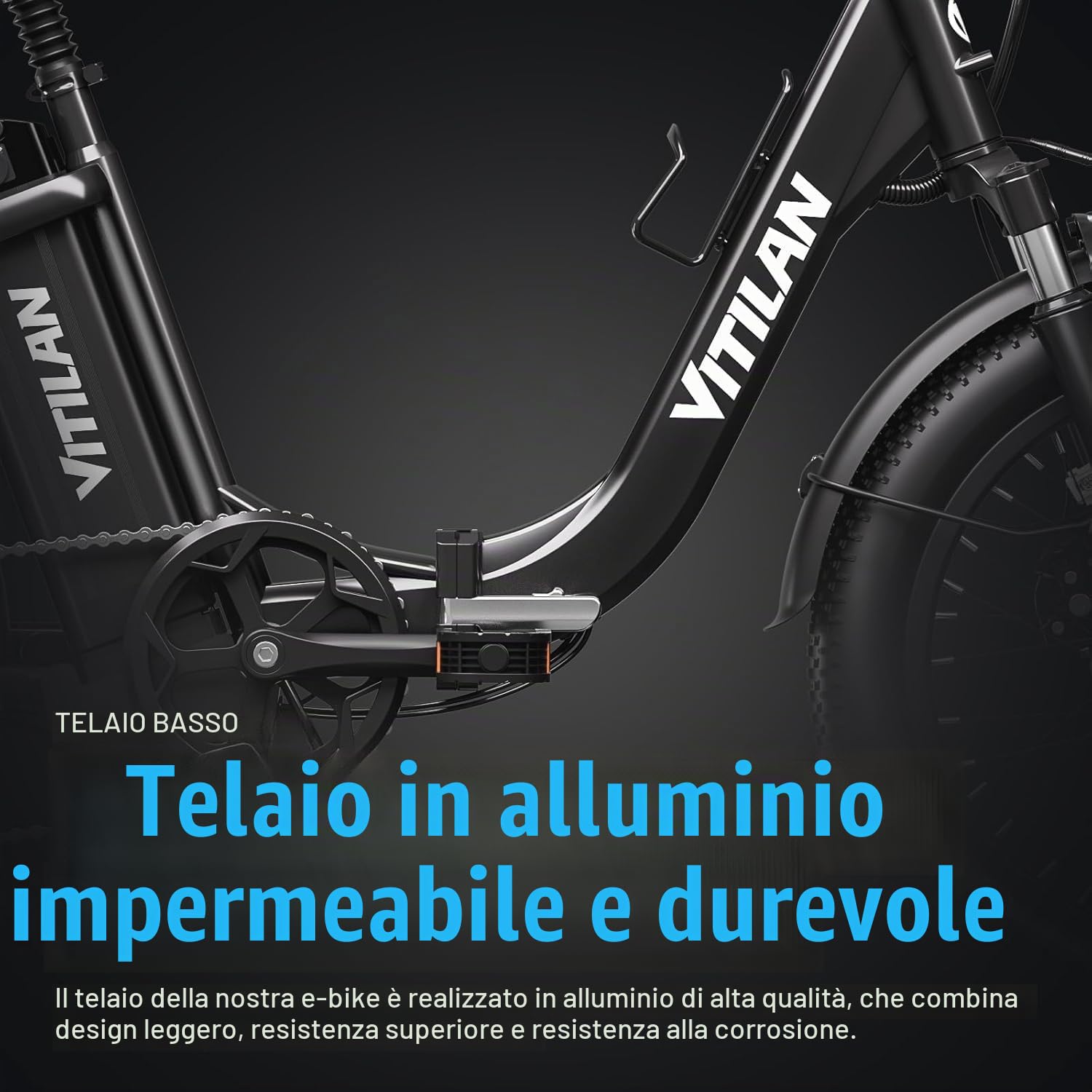 VITILAN U3 Bici Elettrica Pieghevole per Adulti, E-bike con Telaio a Scavalco da 25 km/h, Potente Motore da 250 W con Pedalata Assistita,Pneumatici Larghi da 20"×3.0",Doppia Sospensione